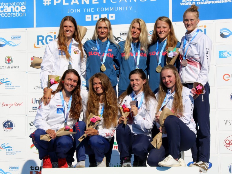 Young Czech slalomists at the top of the Canoe Slalom World Championships in Ivrea