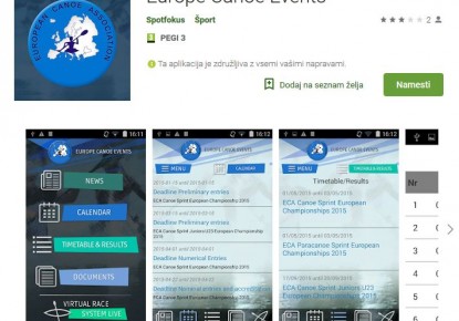 Europe Canoe Events available on Google Play and iTunes