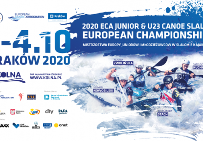 Senior Champions at the startline of the 2020 ECA Junior and U23 Canoe Slalom European Championships